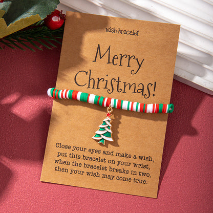 Christmas Bracelet Soft Clay Christmas Ornament Santa Claus Pendant Bracelet Snowflake Reindeer Bracelet