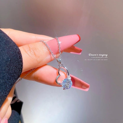 Fashion Geometric Titanium Steel Copper Plating Artificial Diamond Necklace