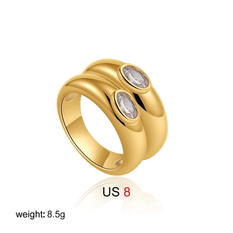 IG Style Elegant Geometric Copper Mixed Metal Rings