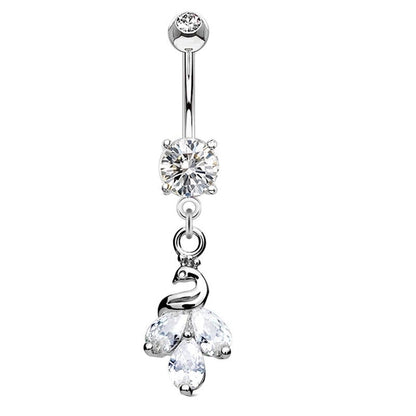 1 Piece Belly Rings Minimalist Heart Shape Wings Butterfly 316L Stainless Steel Copper Inlay Zircon