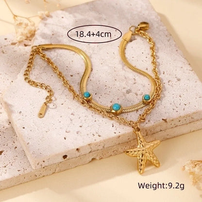 Tropical Modern Style Solid Color 304 Stainless Steel 18K Gold Plated Zircon Bracelets In Bulk
