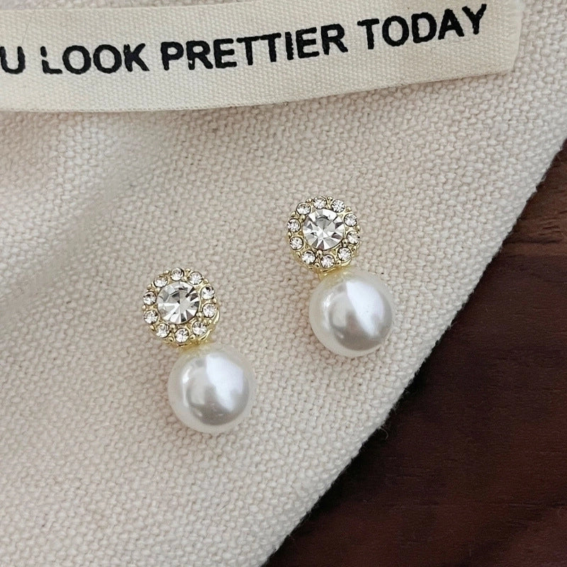 1 Pair Fashion Leaf Flower Bow Knot Imitation Pearl Alloy Rhinestones Earrings