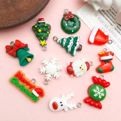 1 Piece 15 * 22mm 15 * 26mm 17 * 22mm Resin Christmas Tree Santa Claus Christmas Socks Pendant Jewelry Accessories