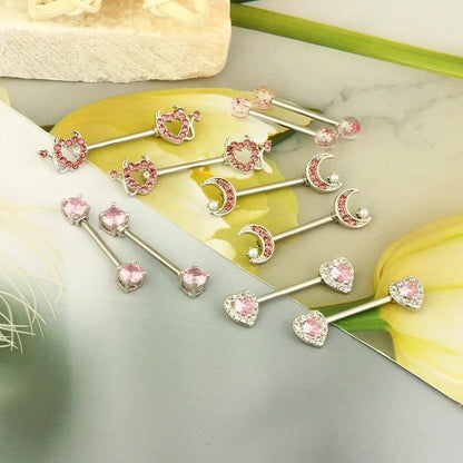 1 Pair Nipple Rings & Studs Minimalist Geometric Heart Shape 304 Stainless Steel Copper Plating Nipple Rings & Studs