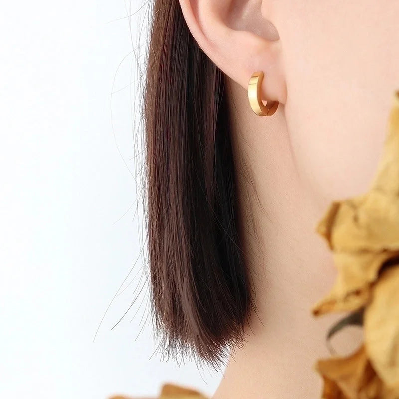 Geometric 304 Stainless Steel No Inlaid 18K Gold Plated Earrings Ear Studs