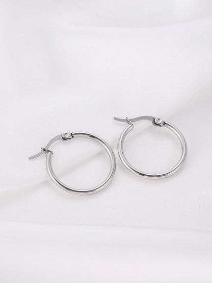 1 Pair Vintage Style Modern Style Minimalist Round Plating Titanium Steel 18K Gold Plated Hoop Earrings