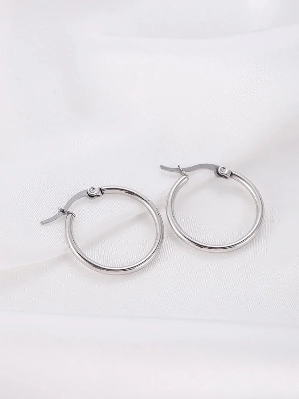 1 Pair Vintage Style Modern Style Minimalist Round Plating Titanium Steel 18K Gold Plated Hoop Earrings