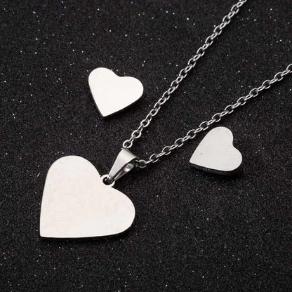 Minimalist Geometric Leaf Heart Shape Stainless Steel Plating Earrings Necklace 1 Set