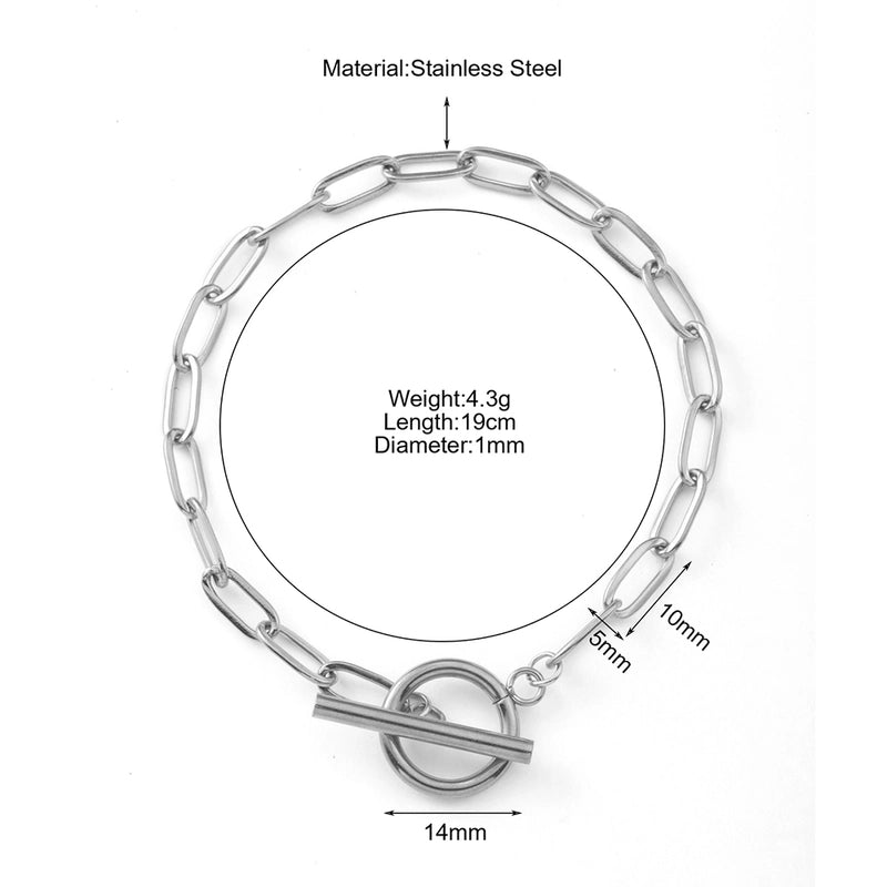 Minimalist Geometric 304 Stainless Steel Paperclip Chain Bracelets In Bulk