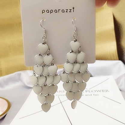 2 Pieces Elegant Star Tassel Heart Shape Inlay Alloy Artificial Pearls Rhinestones Glass Earrings