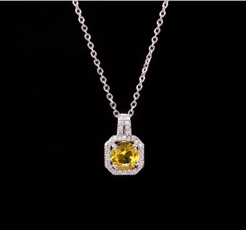 Ig Style Polygon Copper Inlay Zircon Pendant Necklace