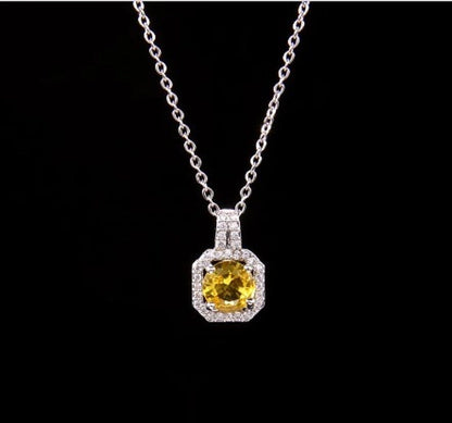 Ig Style Polygon Copper Inlay Zircon Pendant Necklace