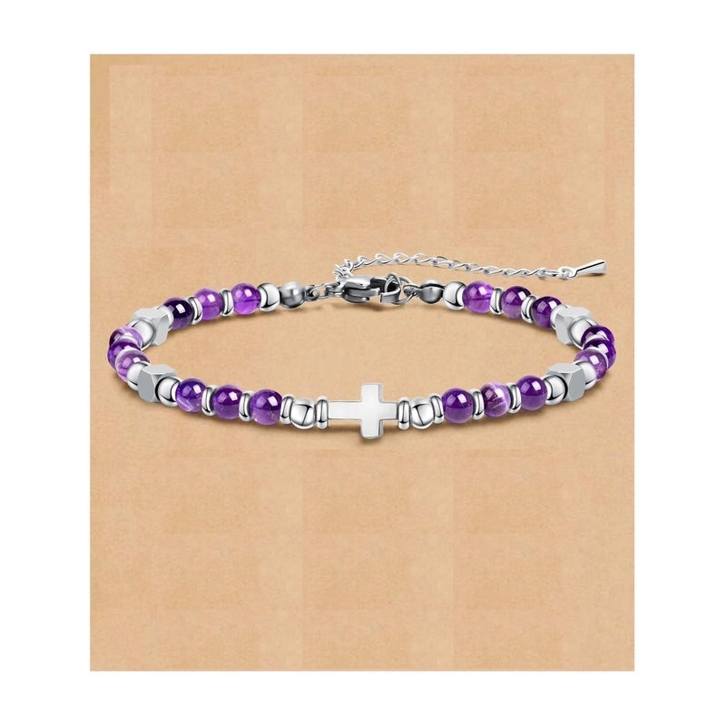 Minimalist Classic Style Round 304 Stainless Steel Natural Stone Bracelets In Bulk