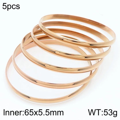 Minimalist Round Stainless Steel 18K Gold Plated Bangle In Bulk