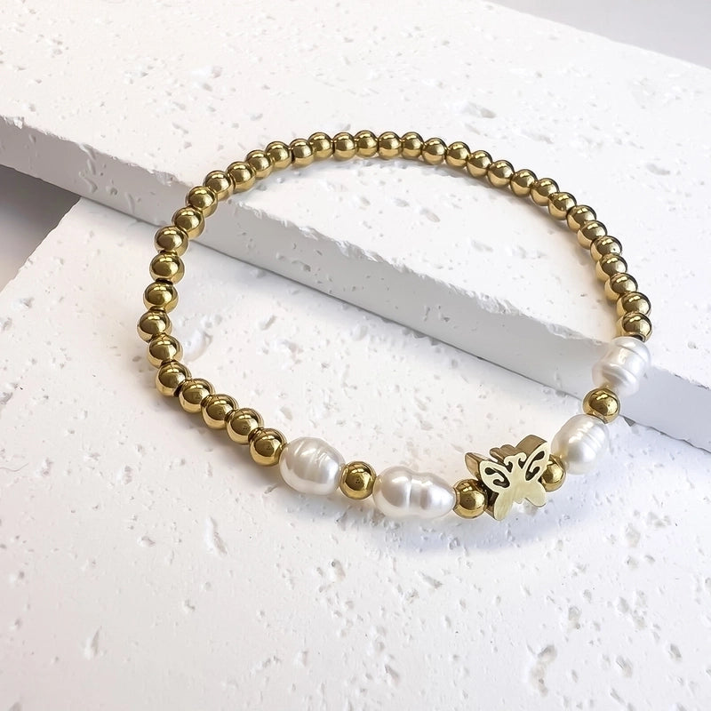 Sweet Star Heart Shape Butterfly Stainless Steel Beaded Plating Bracelets