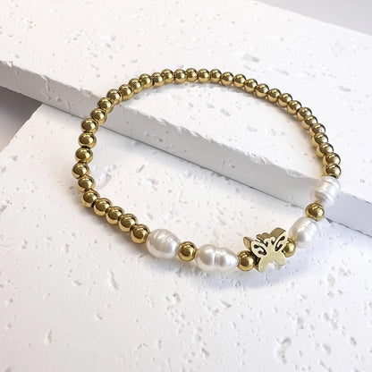 Sweet Star Heart Shape Butterfly Stainless Steel Beaded Plating Bracelets