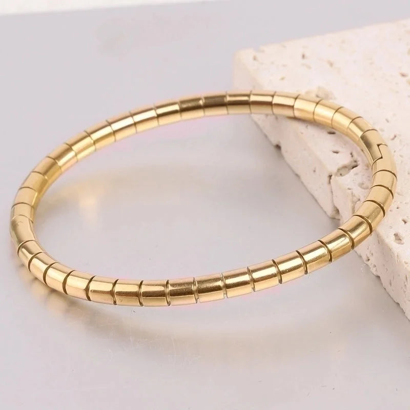 Minimalist Solid Color Stainless Steel Plating Gold Plated Bangle
