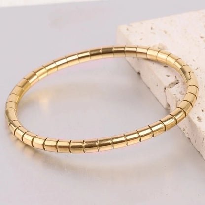 Minimalist Solid Color Stainless Steel Plating Gold Plated Bangle