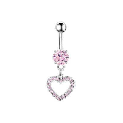 1 Piece Belly Rings Minimalist Heart Shape 304 Stainless Steel Inlay Zircon