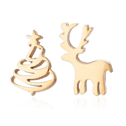 1 Pair Fashion Christmas Tree Plating 304 Stainless Steel 18K Gold Plated Ear Studs