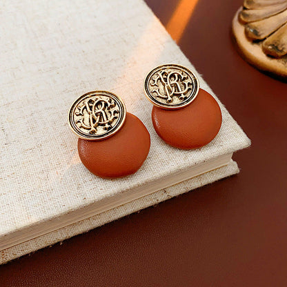 2 Pieces Minimalist Round Ellipse Geometric Copper Electroplating Earrings