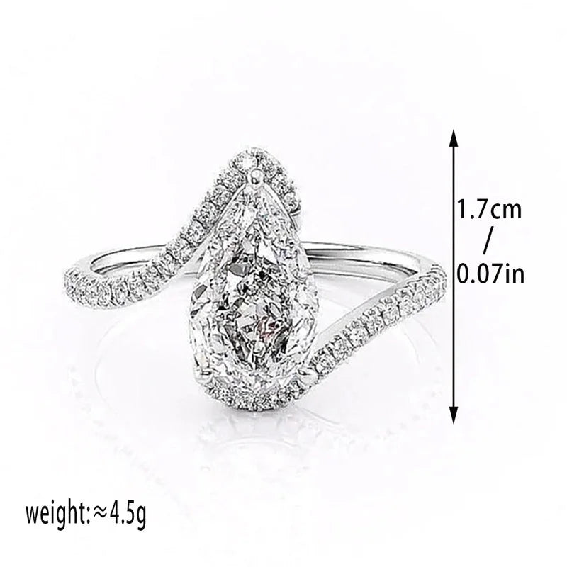 Minimalist Water Droplets Copper Plating Inlay White Gold Plated Zircon Rings