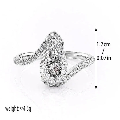 Minimalist Water Droplets Copper Plating Inlay White Gold Plated Zircon Rings