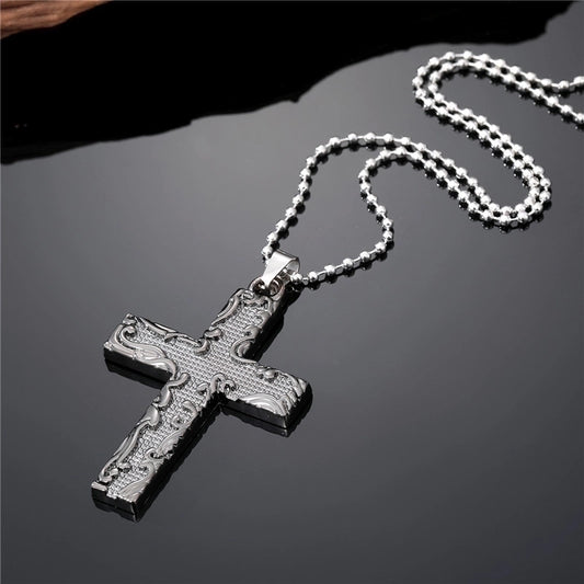 Punk Cross Skull Stainless Steel Plating Rhinestones Halloween Unisex Pendant Necklace