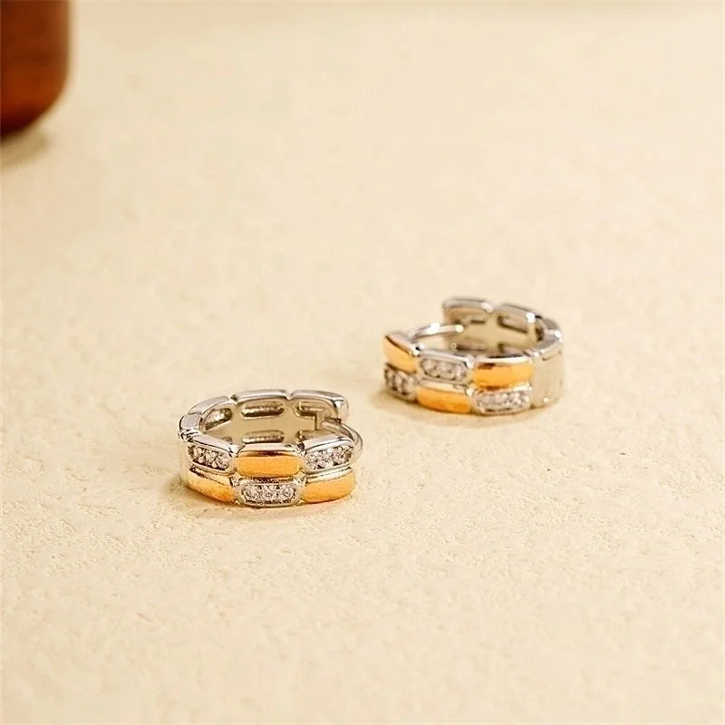 1 Pair Minimalist Commute Color Block Three-dimensional Inlay Copper Zircon Gold Plated Silver Plated Earrings