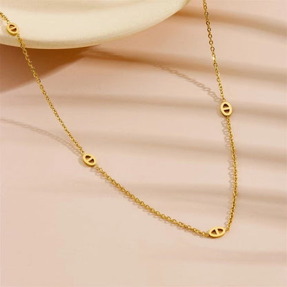 Elegant Classic Style Pig Nose Titanium Steel 18K Gold Plated Bracelets Necklace
