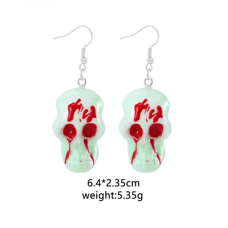 1 Pair Punk Skull Handmade Resin Drop Earrings