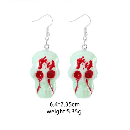 1 Pair Punk Skull Handmade Resin Drop Earrings