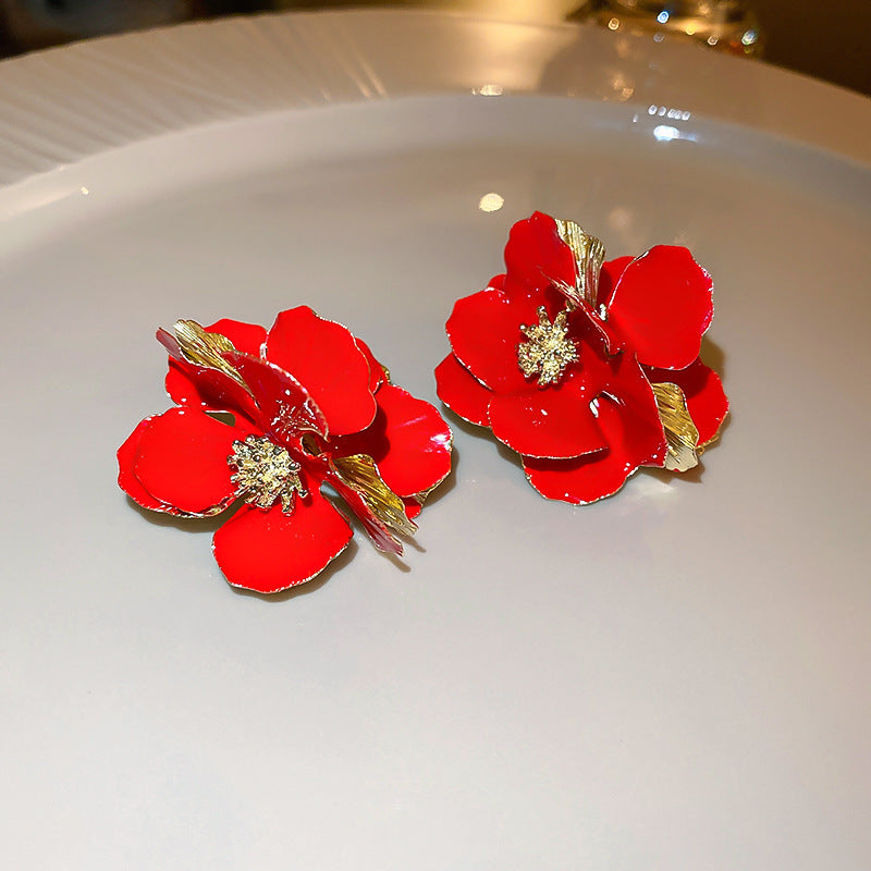 Mid-century Modern Round Geometric Copper Electroplating Earrings