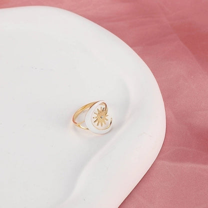 Classic Style Flower 304 Stainless Steel Rhinestones Inlay Open Rings