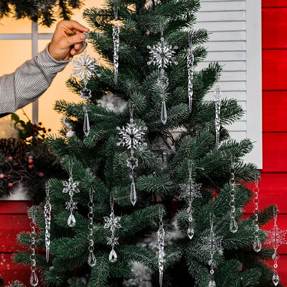 Acrylic Snowflake Ice Stick Hanging Decoration Set Christmas Transparent Ice Cone Pendant Christmas Tree Hanging Ornament
