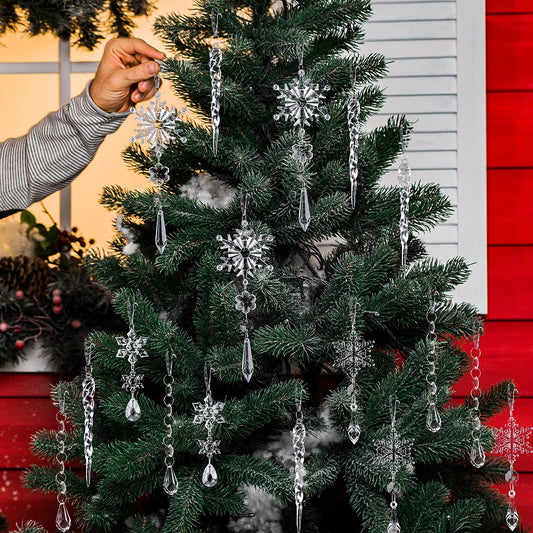 Acrylic Snowflake Ice Stick Hanging Decoration Set Christmas Transparent Ice Cone Pendant Christmas Tree Hanging Ornament