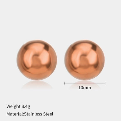 1 Pair Minimalist Ball Solid Color Plating 304 Stainless Steel Stainless Steel Earrings