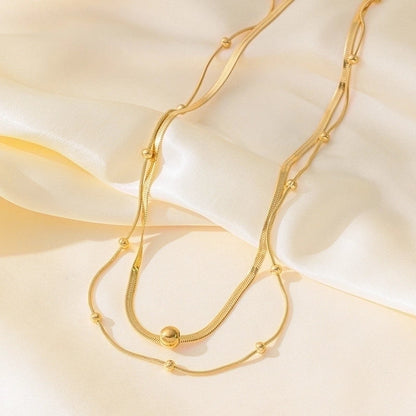 Vintage Style Minimalist Commute Geometric 304 Stainless Steel 18K Gold Plated Layered Polishing Plating Bracelets Anklet Necklace