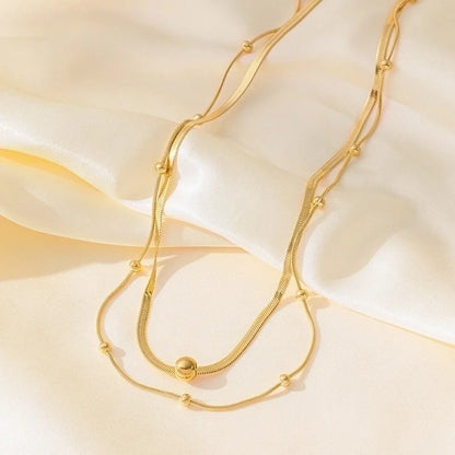 Vintage Style Minimalist Commute Geometric 304 Stainless Steel 18K Gold Plated Layered Polishing Plating Bracelets Anklet Necklace