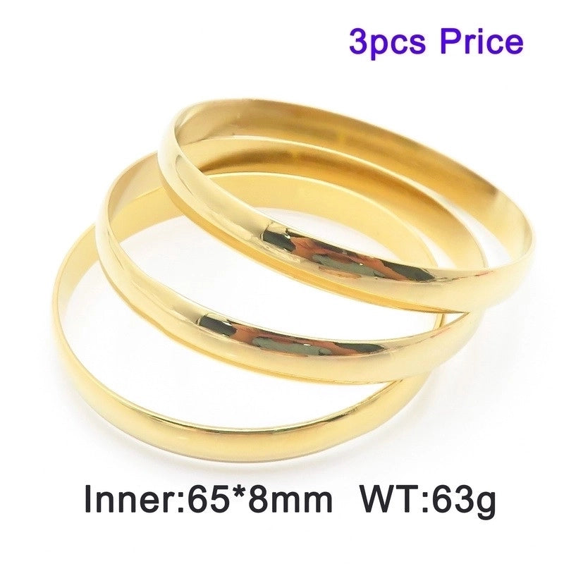 Minimalist Round Stainless Steel 18K Gold Plated Bangle In Bulk