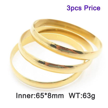 Minimalist Round Stainless Steel 18K Gold Plated Bangle In Bulk