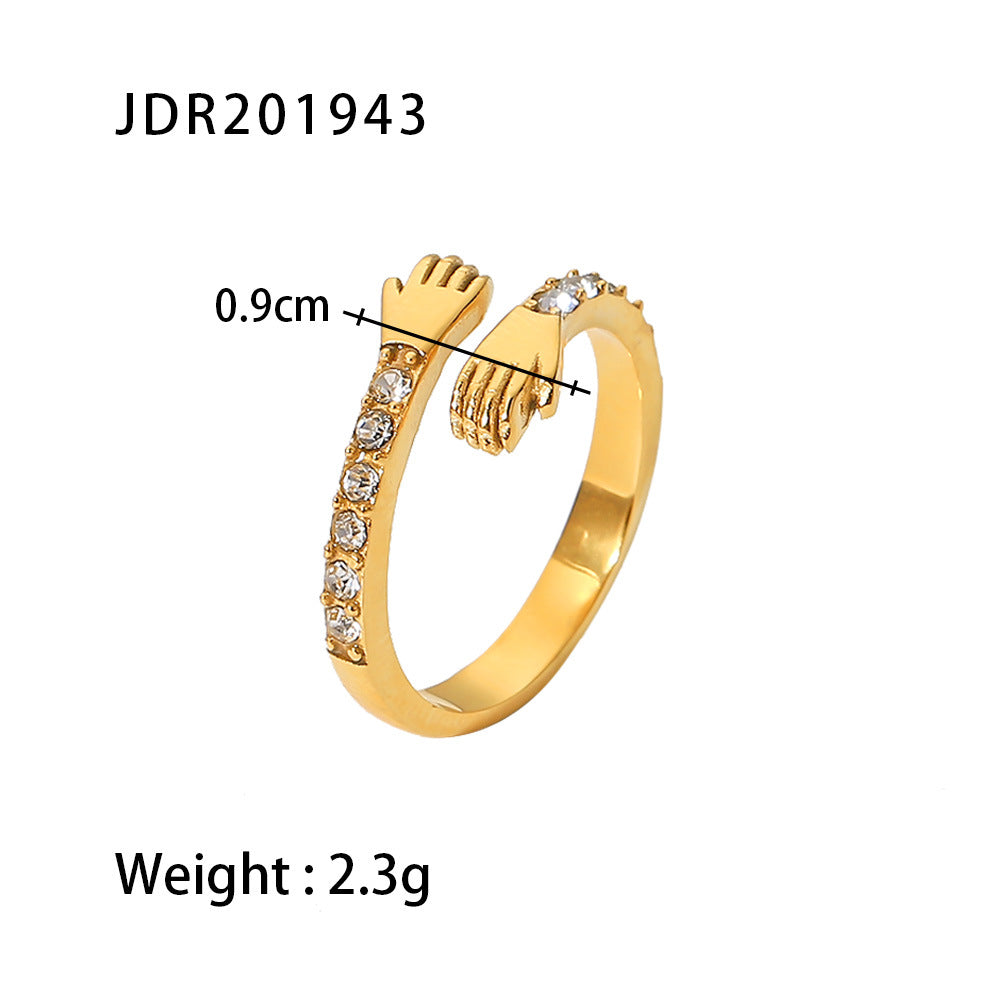 Women IG Style Irregular Geometric Stainless Steel 18K Gold Plated Rings