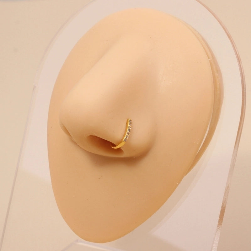 1 Piece Nose Rings & Studs Minimalist Geometric Copper Inlay Zircon 18K Gold Plated Nose Rings & Studs