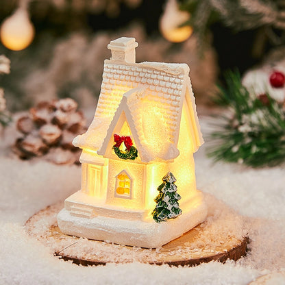 Christmas Small Ornaments Holiday Decorations Christmas Eve House Micro Landscape Luminous Desktop Window Scene Layout Gift