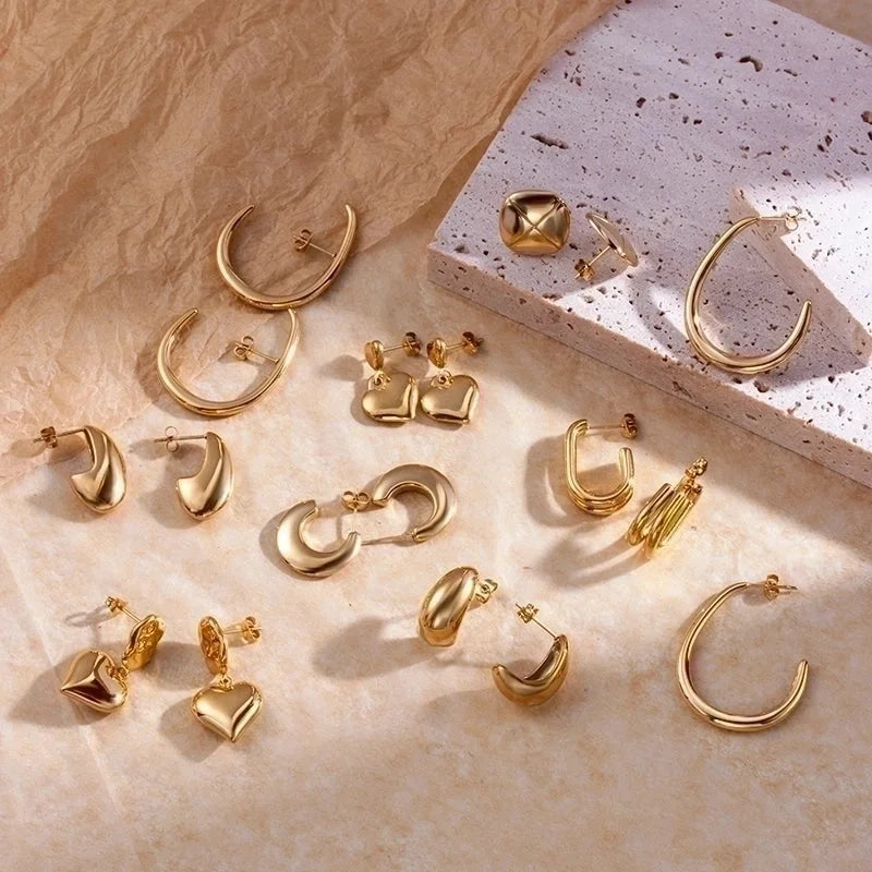 1 Pair Fashion Heart Shape Plating 304 Stainless Steel Drop Earrings Ear Studs