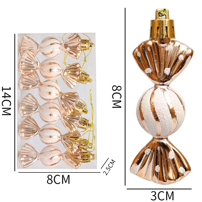 Christmas Mini Round Candy Ornaments Christmas Tree Ornaments Electroplating Plastic Painted Ball Candy Hanging Props