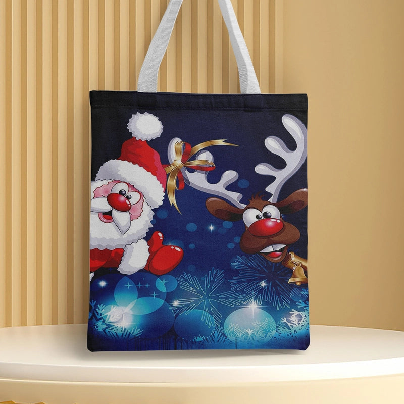 Christmas Unisex Polyester Christmas House Christmas Tree Santa Claus Cute Square Open Handbag