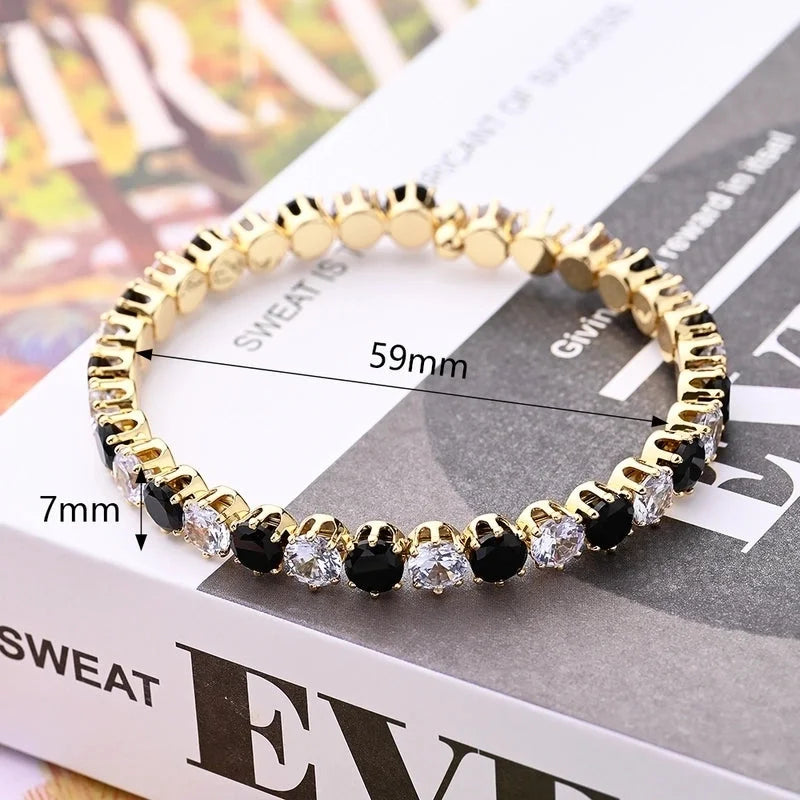 Copper White Gold Plated Gold Plated Multicolor Zircon Bangle