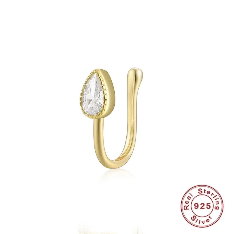 1 Piece Nose Rings & Studs Minimalist Geometric Water Droplets Flower 925 Sterling Silver Plating Inlay Zircon