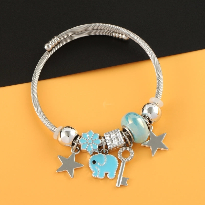 Elegant Luxurious Heart Shape 304 Stainless Steel White Gold Plated Crystal Zircon Bangle In Bulk